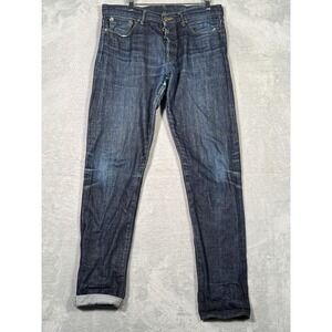 Japan‎ Blue Jeans Mens 34x34 Blue Selvedge Denim Tapered Button Fly Japan JBJ